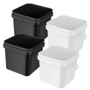 Pcs Plastic Bucket 5 Quart Square Cleaning Bucket Utility Small 4 White, Black