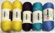 LOT of 5 CARON SIMPLY SOFT in LEMON PLUM BLUE MINT & BERRY BLUE 6oz 315yds