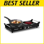 Stainless Steel Electric Cooktop with Anti-Scald Handles - Effortless Cleanup