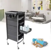 5 Tier Black Hair Salon Trolley Beauty Hairdressing Storage Drawer Cart w/Wheels