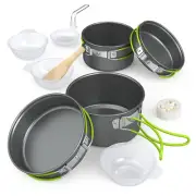 10Pcs Camping Cookware Kit Portable Outdoor Tableware Camping Cookware U2N0