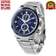 Citizen Attesa CA0837-65L Blue Dial Eco-Drive Titanium Chrono Men Watch JAPAN