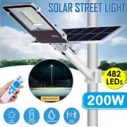 200W Solar LED Street Light & Remote Waterproof Outdoor Flood Garden Street Lamp