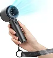 JISULIFE Handheld Fan Pro1S,Speed(1-100) Adjustable Mini Portable Fan,5000mAh Battery USB Rechargeable Personal Fan with Metal Body,Digital Display,For Women Men Travel/Camping/Outdoor-Grey