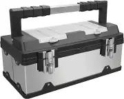 A5519BR 19" Stainless Steel and Plastic Portable Storage Tool Box Organizer wit