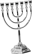 ADOCARN Multi- Antique Candelabrum Israel Menorah Tealight Candle Holder Decor for Home Parties and Dinners Elegant Desktop Adornment for Romantic Settings