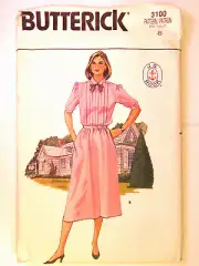 Dress 8 Butterick 3100 Sewing Pattern J.G Hook Belted Pleated Top Collared Mid
