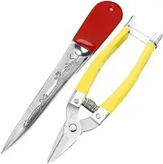 Wicker Repair Kit, 2PCS Stainless Steel Basket Weaving Kit Include Handle Prying Tool and Small Scissor, Wicker Repair Supplies with Comfortable Grip