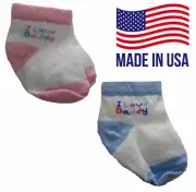 Jefferies Socks Baby Girls Boys I Love Daddy Pink Blue Crew Ankle Gift Socks 3PK