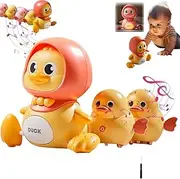 Tummy Time Duck Family, Tummy Time Duck Toy, Swinging Ducks Tummy Time, Baby Musical Duck Toys Set, Light Up Crawling Toys for 0-3 3-6-12 Months Infants Old Boys and Girls Gifts(Yellow,1 big duck+2 li