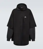 [Balenciaga] Balenciaga Patched cotton poplin and fleece jacket UK 16 black