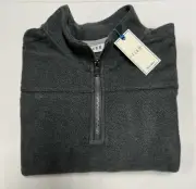 Rowm Men Sweater Pullover 2XT Quarter Zip 100% Cotton Charcoal Heather $79