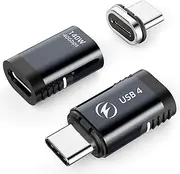 140W Magnetic USB-C Adapter, 2 Pack, Straight USB 4 Magnetic Connector, 40Gbps, Support 8K @ 60Hz, Video Display for Thunderboard 4/3, MacBook Pro/Air and Other Type-C Devices (Grey)