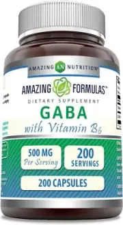 Formulas GABA (Gamma Aminobutyric Acid) with Vitamin B6 500mg 200 Capsules Sup..