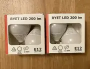 2 Pack ( 4 Bulbs ) IKEA RYET LED BULB E12 200 Lm Globe Opal 2.2 Watt 203.887.31