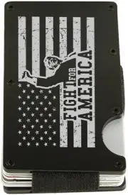 Trump Fight For America Shot USA Flag Thin Metal RFID Blocking Wallet Slim