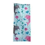Underwater Cute Pink Grey Dolphins Beach Towels