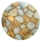 18" Mix Agate Corner Table Top Handmade Natural Stones Work Home decor
