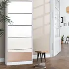 Artiss Shoe Cabinet Mirror Shoes Organiser Storage Rack White Cupboard Shelf