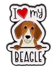 I LOVE MY BEAGLE enamel pin - cute puppy dog pet - FREE SHIPPING