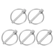 5Pcs 3/16" x 1-3/8" Linch Pin with Ring, Stainless Steel Round Linch Pin, Silver