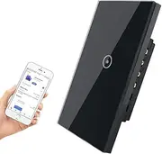 Smart WiFi Smart Light Switch 1Gang Black UseeLink Glass Touch Compatible with Alexa Google Assistant Neutral Wire is Required Remote Timer Control by Smart Life app SAA Certified