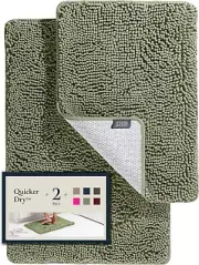 Bathroom Rugs Sets 2 Piece- Plush Bath Mat Set Quick-Dry Soft Chenille Bathroom