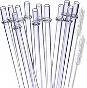 SNUGFX 9 Inch Clear Reusable Hard Plastic Straws, 12 PCS with 2 Cleaning Brushes, Eco-friendly Food Grade Plastic, BPA FREE, Compatible with 16oz, 20oz, 24oz Tumblers and Mason Jars