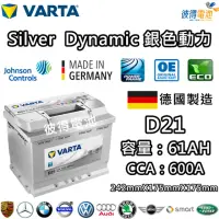 在飛比找momo購物網優惠-【VARTA 華達】D21 61AH 銀色動力 汽車電瓶 L