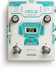 Donner Circle Looper, Stereo Guitar Loop for Pedal Boards, 40 Slots 160 Mins With Drum Machine 100 Grooves, Tap Tempo, Fade Out