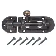 Copper Barrel Bolt Latch, Solid Barrel Bolt Buckle Lock with Screws, Black