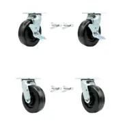 6 Inch Phenolic Caster Set with Ball Bearings 4 Swivel Lock 2 Brake SCC