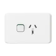 Clipsal Iconic Series Single Powerpoint, 10A, 250V, Horizontal, White - 3015-VW