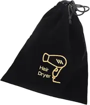 Housoutil Lint Hair Dryer Bags, Black Dustproof Drawstring Bag, Cotton Hairdryer Bag for Travel Bathroom