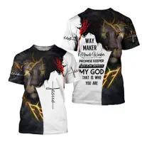 在飛比找蝦皮購物優惠-全新優質基督教耶穌 T 恤 3D 全印花中性獅子基督教襯衫