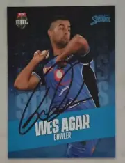 WES AGAR CRICKET SIGNED IN PERSON Tap n play BBL CARD GENUINE