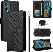 Compatible with Oppo A17 / A17K Cover,Flip Kickstand Double Card Slot Wallet Case Black