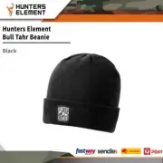 Hunters Element Cozy Warm Bull Tahr Beanie W Woven Badge Black