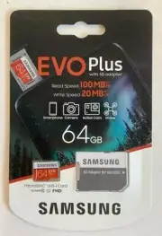 NEW Samsung MB-MC64H EVO Plus 64GB microSDXC UHS-I Memory Card with SD Adapter