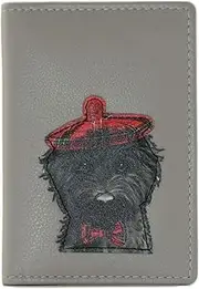 [Mala] Leather Cocos Tartan Hat RFID Card Wallet, Dog Maltipoo Cavapoo Design, 11 x 7.5 cm, 12 Card Capacity 622 12, Grey, S, card holder