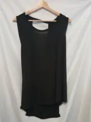 NIKE DR7799-010 Yoga Dri Fit Crossback Tank Women 2X Black Sheer Athletic