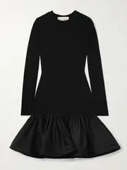 [AZ FACTORY] AZ FACTORY - Larissa Satin-trimmed Jersey Mini Dress - Black - FR 42 FR 42 Black