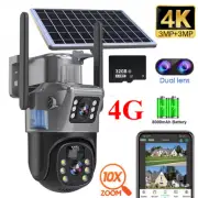 6MP Wireless Outdoor Home CCTV 4G PTZ Security Camera Battery Solar Powered Card