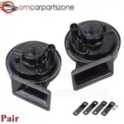 2 Pcs Black 12V Loud Car Truck 110DB Dual-tone Snail Electric Horn Trumpet Train (for: Ford)
