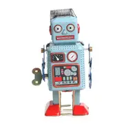 Vintage Mechanical Clockwork Wind Up Walking Robot Tin Toy Kids Gift Collection