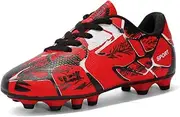 [Cheuling] Boys Football Boots Kids Junior Soccer Athletics Training Shoes Teenager Lace Up Soccer Cleats Shoes Breathable Comfortable Outdoor Sneakers for Little Kid/Big Kid
