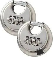 2PCS Weatherproof Combination Lock, Outdoor Padlock Closed Shackle Disc Padlock with Combination with 4-Dial for Fence Gate, Shed, Garage