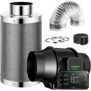 AeroZesh S6 6 in. Inline Duct Fan with GrowHub E42A Controller, Carbon Filter, 8