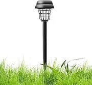 Solar Powered Fly Zapper, Outdoor Waterproof Fly Control Lamp, Cordless LED Trap Light Purple Lighting Panel Sensor Flying Repeller for House Garden Backyard