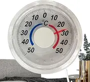Transparent Window Thermograph - Stick-ons Analog Thermometer, Two-Color Scale | Window Thermometer for Indoor & Outdoor, Bathroom & Dormitory Thermograph, Wall Thermometer for Home